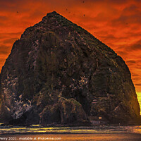 Buy canvas prints of Colorful Sunset Haystack Rock Sea Stack Canon Beach Oregon by William Perry