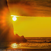 Buy canvas prints of Colorful Sun Rays Haystack Rock Sea Stack Canon Beach Oregon by William Perry