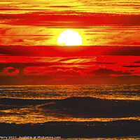 Buy canvas prints of Sun Colorful Sunset Ocean Canon Beach Oregon by William Perry