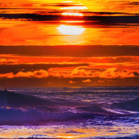 Buy canvas prints of Colorful Sunset Ocean Canon Beach Oregon by William Perry