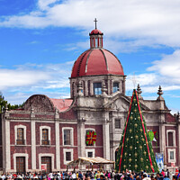 Buy canvas prints of Old Basilica Shrine of Guadalupe Christmas Day Tree Mexico City  by William Perry