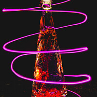 Buy canvas prints of Red Goji Berry Wine Crystal Bottle Purple Light Trails by William Perry