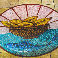 Buy canvas prints of Colorful Bread Fish Mosaic Notre Dame Cathedral Tahiti by William Perry