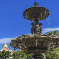 Buy canvas prints of Brewer Fountain Golden Dome State House Boston Massachusetts by William Perry