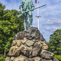 Buy canvas prints of Minuteman Patriot Statue Battle Green Common Lexington Massachus by William Perry