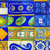 Buy canvas prints of Colorful Talavera Ceramic Tiles Native Decorations Puebla Mexico by William Perry