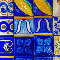 Buy canvas prints of Colorful Talavera Ceramic Tiles Native Decorations Puebla Mexico by William Perry