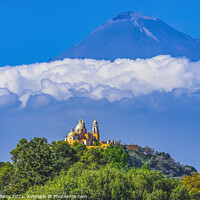 Buy canvas prints of Colorful Yellow Our Lady of Remedies Church Volcano Popocatepetl by William Perry