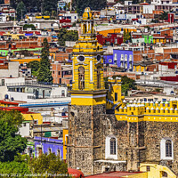 Buy canvas prints of Overlook Colorful Restaurants Shops  Churches Cholula Mexico by William Perry
