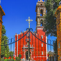 Buy canvas prints of Colorful Red San Pedro Church Cholula Mexico by William Perry