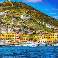 Buy canvas prints of Lighthouse Yachts Boats Marina Central Stores Cabo San Lucas Mex by William Perry