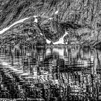 Buy canvas prints of Black White Snow Abstract Reflection Paradise Bay Skintorp Cove  by William Perry