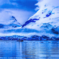 Buy canvas prints of Snowing Boat Snow Mountains Paradise Bay Skintorp Cove Antarctic by William Perry