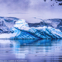 Buy canvas prints of Snowing Floating Blue Iceberg Reflection Paradise Bay Antarctica by William Perry