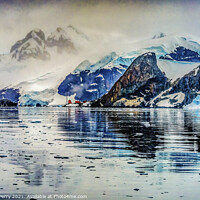 Buy canvas prints of Snowing Argentine Station Blue Glacier Paradise Harbor Antarctic by William Perry