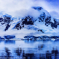 Buy canvas prints of Blue Glacier Snow Mountains Reflection Paradise Bay Antarctica by William Perry