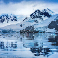 Buy canvas prints of Cruise Ship Blue Glacier Snow Mountains Paradise Bay Antarctica by William Perry