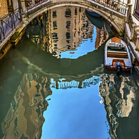 Buy canvas prints of Colorful Small Canal Bridge Venice Italy by William Perry