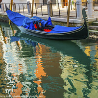 Buy canvas prints of Colorful Gondola Small Side Canal Venice Italy by William Perry