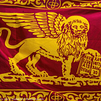 Buy canvas prints of Yellow Maroon St Mark Lion Venetian Flag Venice Italy by William Perry