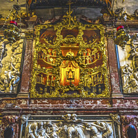 Buy canvas prints of Golden Relic Cabinet Stone Statues Santa Maria Gloriosa de Frari by William Perry