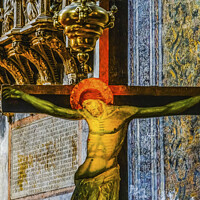 Buy canvas prints of Christ Crucifixion Painting Frari Church Venice Italy by William Perry