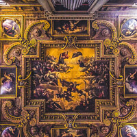 Buy canvas prints of Organ Ceiling Paintings Church of San Zulian Venice Italy  by William Perry