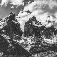 Buy canvas prints of Black White Paine Horns Torres del Paine National Park Chile by William Perry