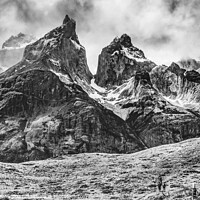 Buy canvas prints of Hikers Trail Paine Horns Torres del Paine National Park Chile by William Perry