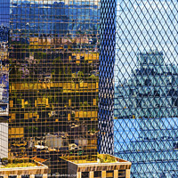 Buy canvas prints of Modern Buildings Reflections Abstract Santiago Chile by William Perry
