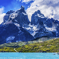 Buy canvas prints of Pehoe Lake Paine Horns Torres del Paine National Park Chile by William Perry