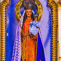 Buy canvas prints of Mary Statue Basilica San Cristobal Church Puebla Mexico by William Perry