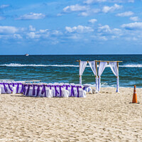 Buy canvas prints of Marriage Setup Beach Motorboats Blue Ocean Fort Lauderdale Flori by William Perry