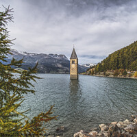 Buy canvas prints of Lake Reschen in South Tyrol Italy by Alfred S. Sikula