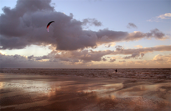 Kite Surfing at Ainsdale Picture Board by Wayne Molyneux
