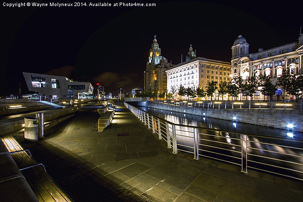 Liverpool Waterfront at Night  Picture Board by Wayne Molyneux