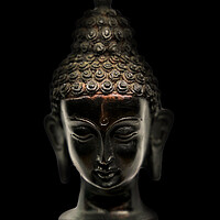 Buy canvas prints of Buddha head black statue in a meditation state wit by Arpan Bhatia