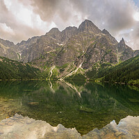 Buy canvas prints of Tatra National Park, Poland. Panorama of mountains lake Morskie Oko Or Eye of the Sea In autumn. Beautiful Tatras Landscape. by Arpan Bhatia