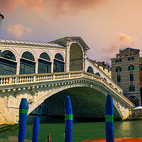 Buy canvas prints of Venice, Italy: Beautiful panorama of the Rialto Bridge, an important symbols of city. It connects the San Marco with the commercial zone. it was originally wooden and was build by Antonio Da Ponte by Arpan Bhatia