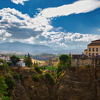 Buy canvas prints of Ronda, Spain - Wide angle view of famous Ronda vil by Arpan Bhatia