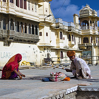 Buy canvas prints of Udaipur, India : A Rajasthani man and woman in Ind by Arpan Bhatia