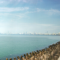 Buy canvas prints of Panoramic shot of modern building by the seacoast of mumbai, India by Arpan Bhatia