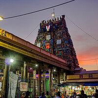 Buy canvas prints of Chennai, South India - October 27, 2018: A hindu temple Dedicated to Lord Venkat Krishna, the Parthasarathy temple located at Triplicane during night with devotee worship in the building by Arpan Bhatia