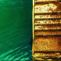 Rusty Steps with Green Sea at Dartmouth Harbour