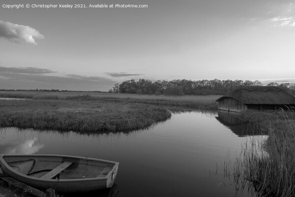 Black and white Hickling Broad Picture Board by Christopher Keeley