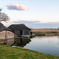 Buy canvas prints of Hickling Broad boat houses by Christopher Keeley