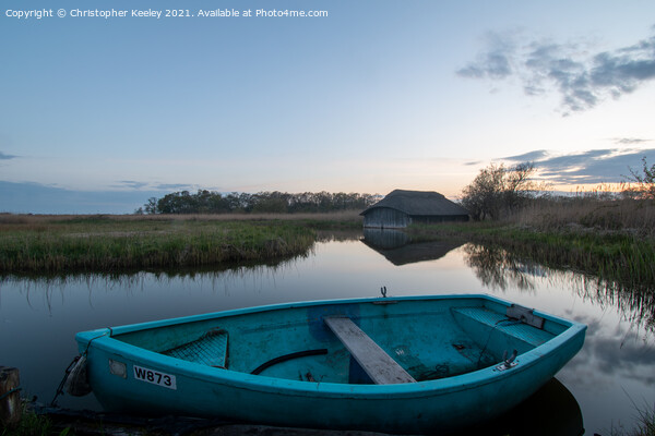 Boat on Hickling Broad Picture Board by Christopher Keeley