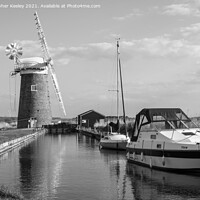 Buy canvas prints of Black and white Horsey Windpump by Christopher Keeley