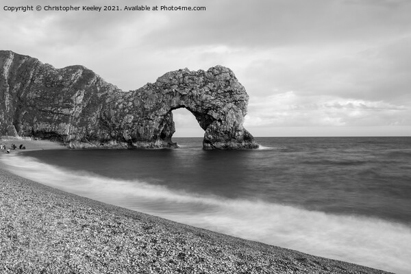 Durdle Door in monochrome Picture Board by Christopher Keeley