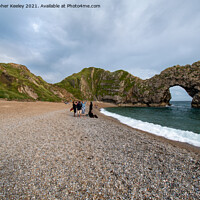 Buy canvas prints of Durdle Door and tourists by Christopher Keeley